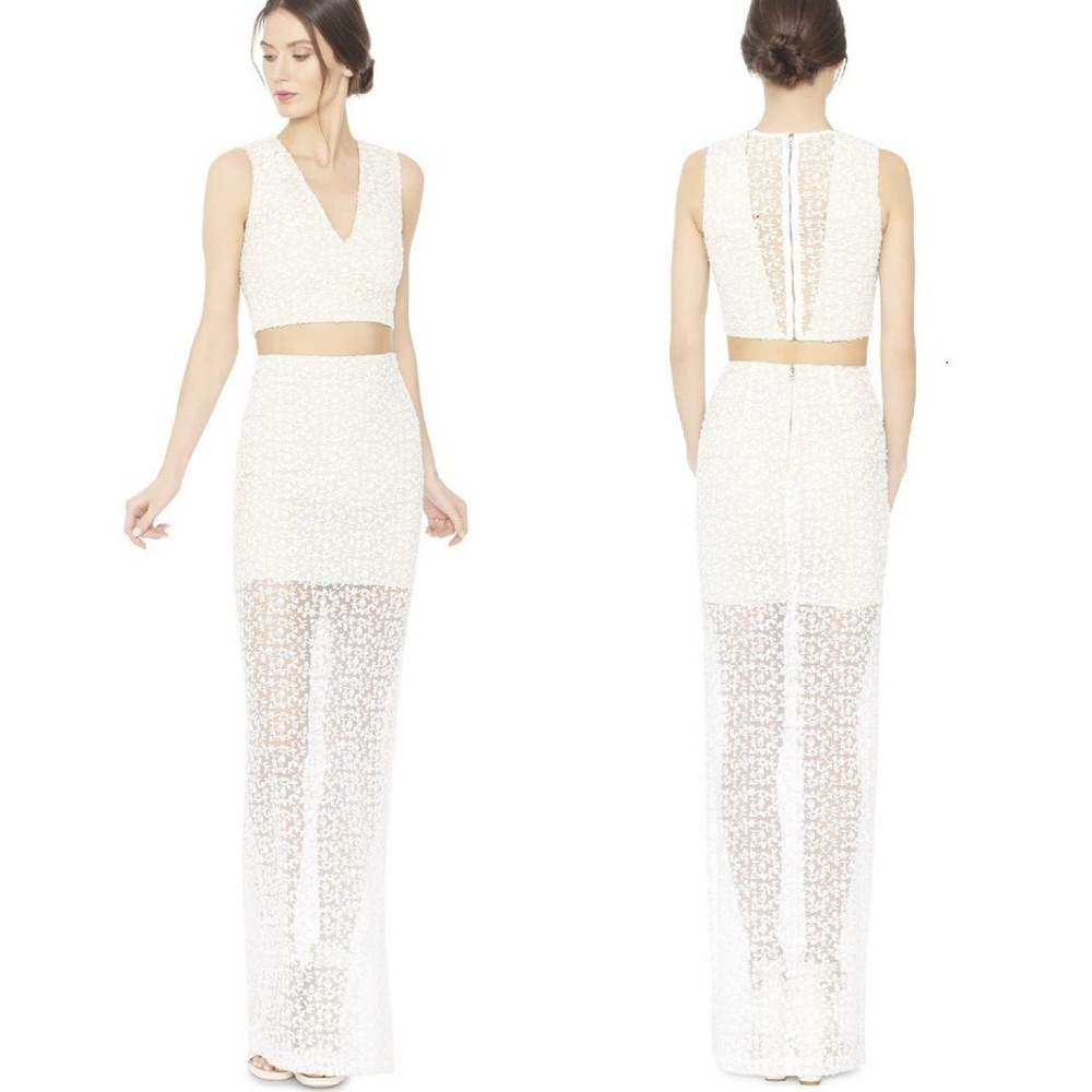 Alice Olivia Embroidered Lace Fitted Maxi Skirt 06